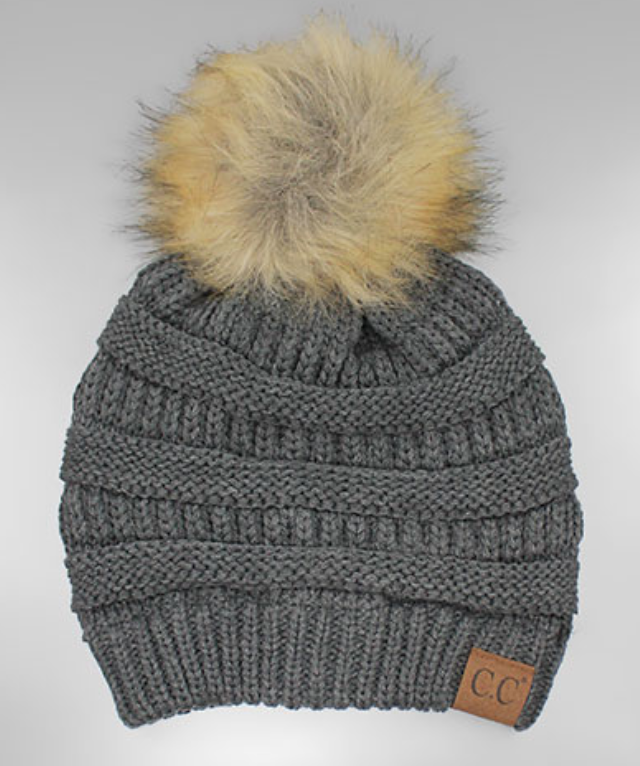 Hat - Pom Pom Beanie - school colors