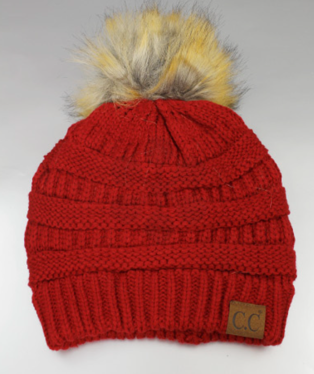 Hat - Pom Pom Beanie - school colors